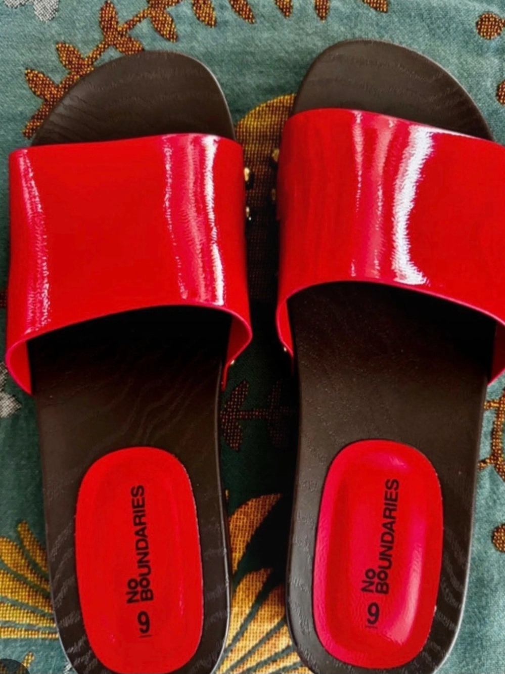 No Boundaries Glossy Red Slide Sandals